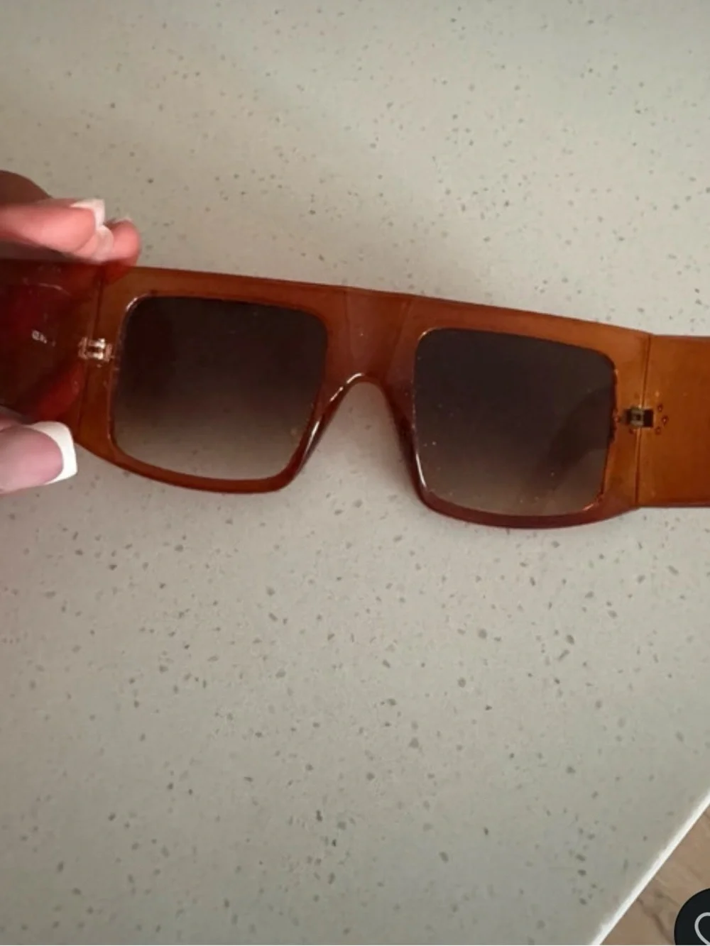 Translucent Amber Rectangular Sunglasses